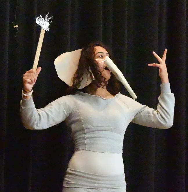 Eighth-grader Angelina Fuertes in Horton Hatches the Egg during a staged reading of Dr. Seuss books at St Anthony's School in Nanuet March 5, 2026.
