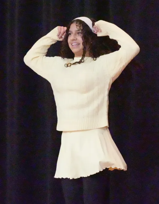 Seventh-grader Olivia Torres in Oh, the Places You'll Go! during a staged reading of Dr. Seuss books at St Anthony's School in Nanuet March 5, 2026.