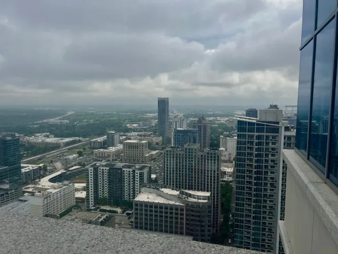 A view of the Charlotte skyline from the Bank of America Tower.
