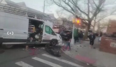 News 12 | Brooklyn | Access-a-Ride passenger dead, at least 9 others hospitalized after crash in Gravesend involving fire truck
