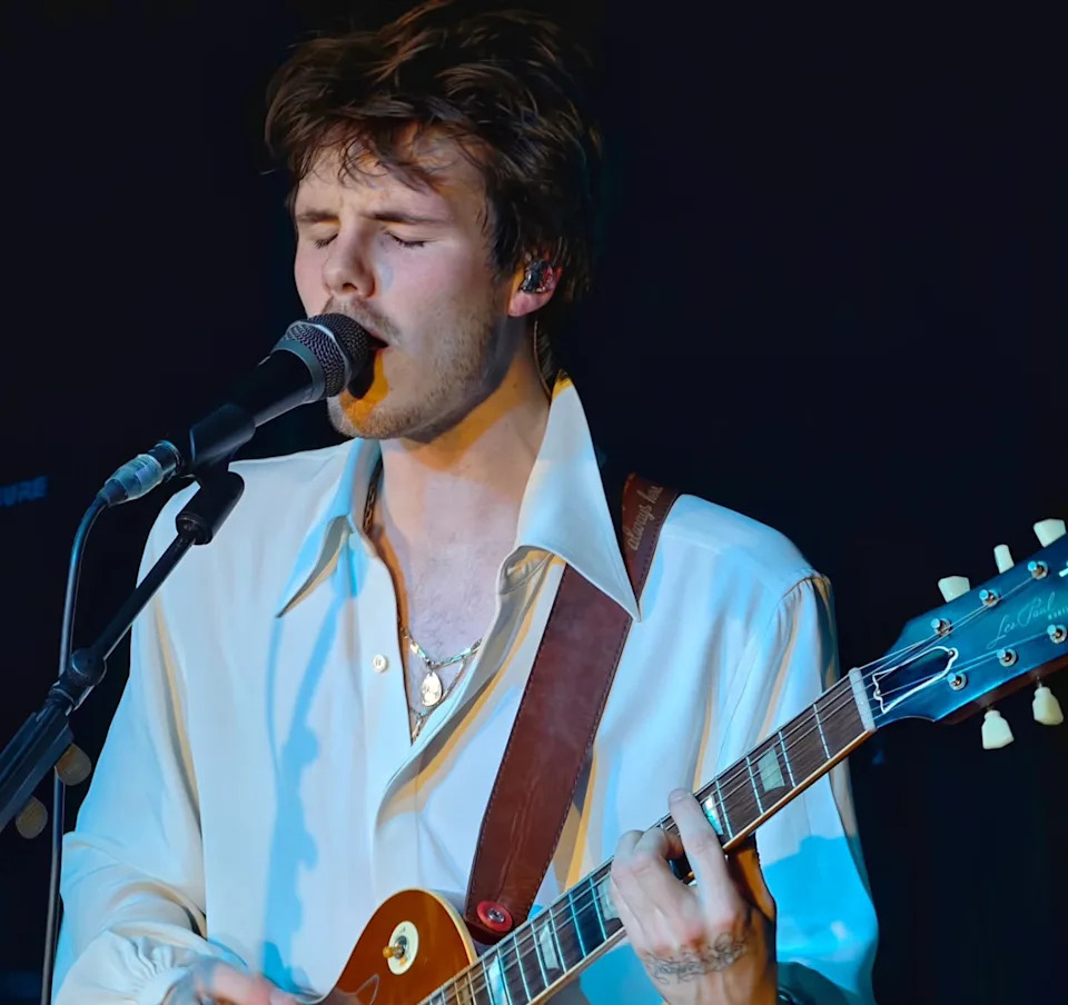 The musician (seen here) wiped tears from his eyes while singing the track rumored to be about his brother Brooklyn Beckham. Instagram/@jgotbeef