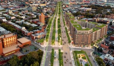 A rendering showing what the right of way occupied by the BQE could become.