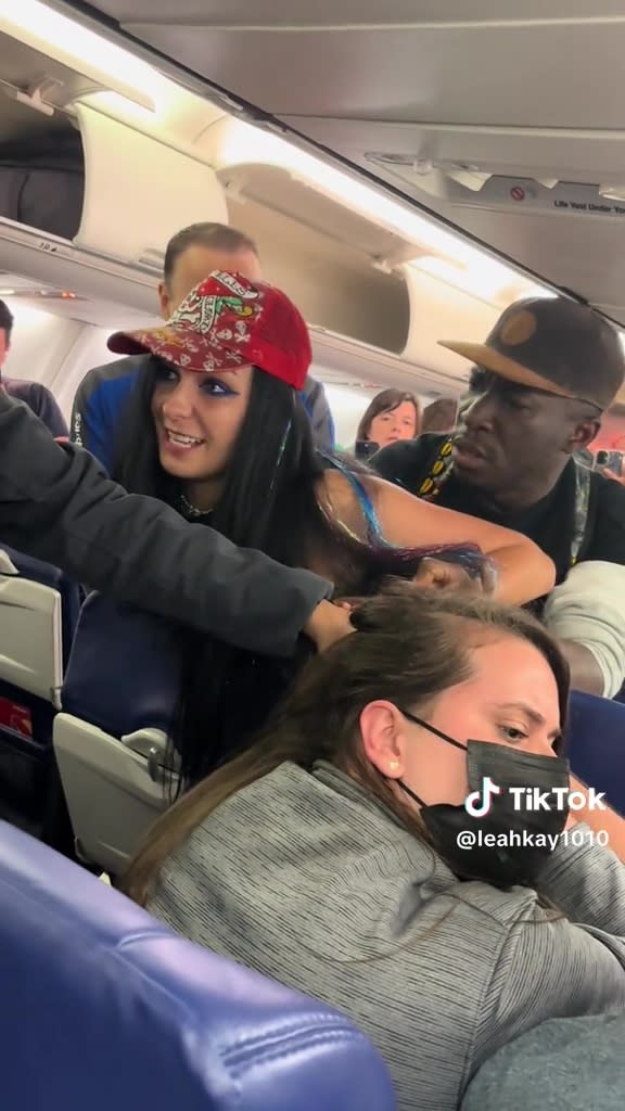 Perry grabbed a woman’s hair and spat in her face during an explosive meltdown on a Southwest flight. TikTok/LeaKay1010