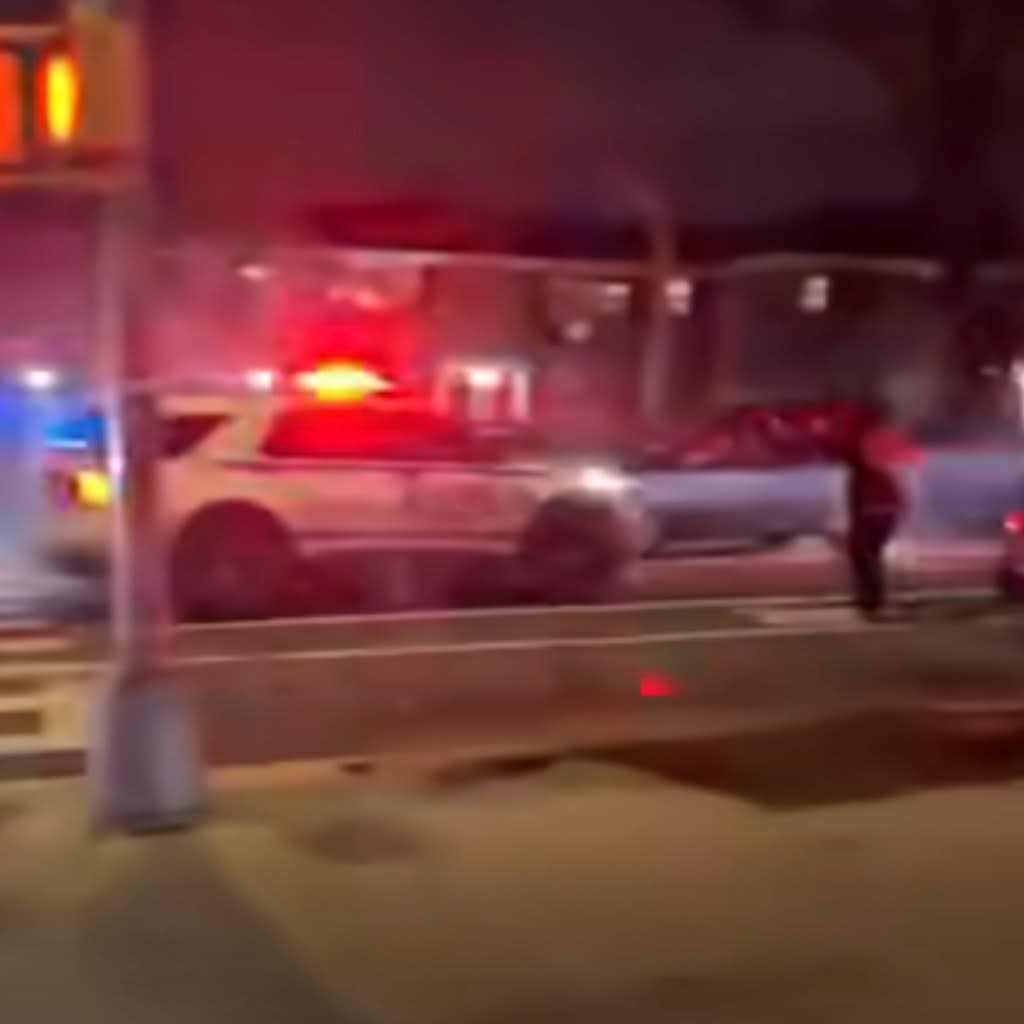 A cop car chased down the reckless driver on March 15. Facebook/Bukharian Community Shared