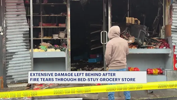 News 12 | Brooklyn | New video shows extensive damage from fire that destroyed Bed-Stuy grocery store