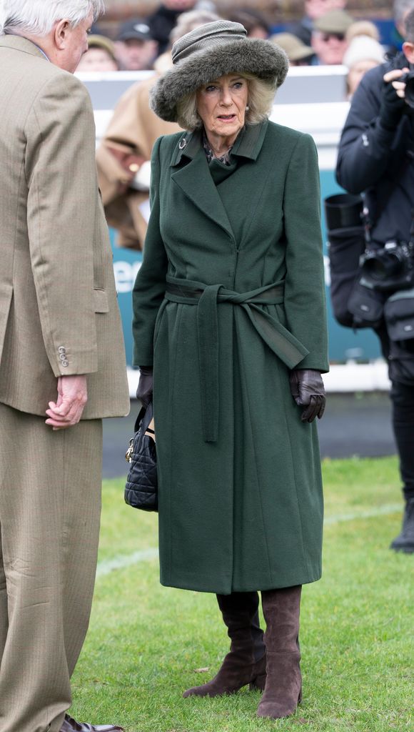 Queen Camilla at Jamie's Farm Charity Race Day at Plumpton Racecourse on February 23, 2026 in Plumpton, England