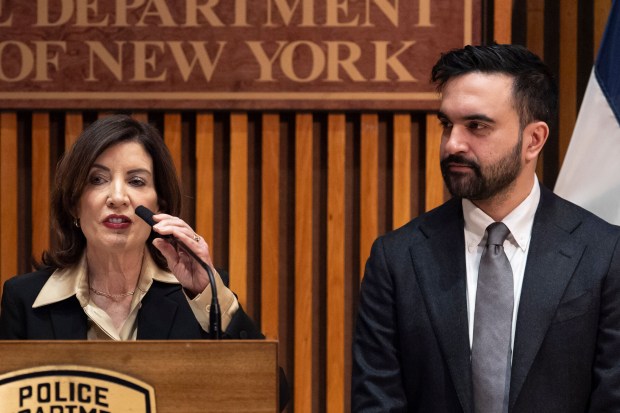 New York Gov. Kathy Hochul speaks during a press conference with New York Mayor Zohran Mamdani and NYPD Commissioner Jessica Tisch, Tuesday, Jan. 6, 2026, in New York. (AP Photo/Yuki Iwamura, File)