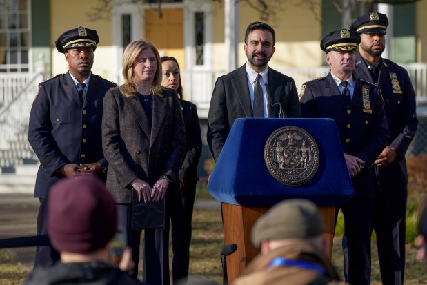 New York Mayor Zohran Mamdani speaks during a news conference outside Gracie Mansion, Monday, March 9, 2026, in New York City. (AP Photo/Angelina Katsanis)