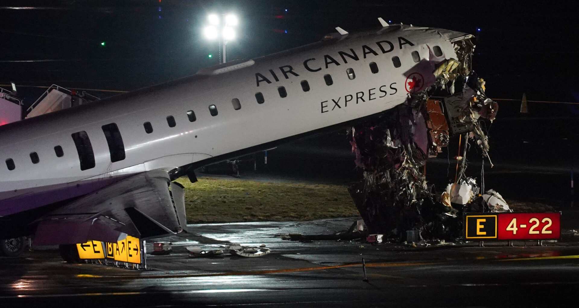 An Air Canada Jet sits on the runway at LaGuardia Airport, Monday, March 23, 2026, after colliding with a Port Authority aircraft rescue and firefighting vehicle after landing in New York. Photo: Ryan Murphy/AP