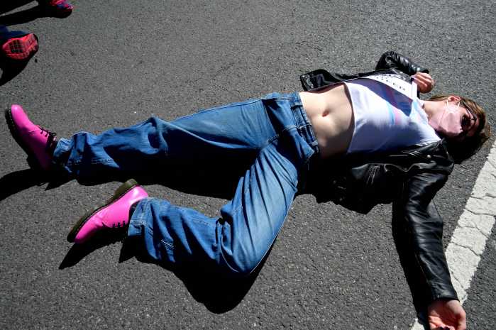 Mattie Beaton during the die-in.