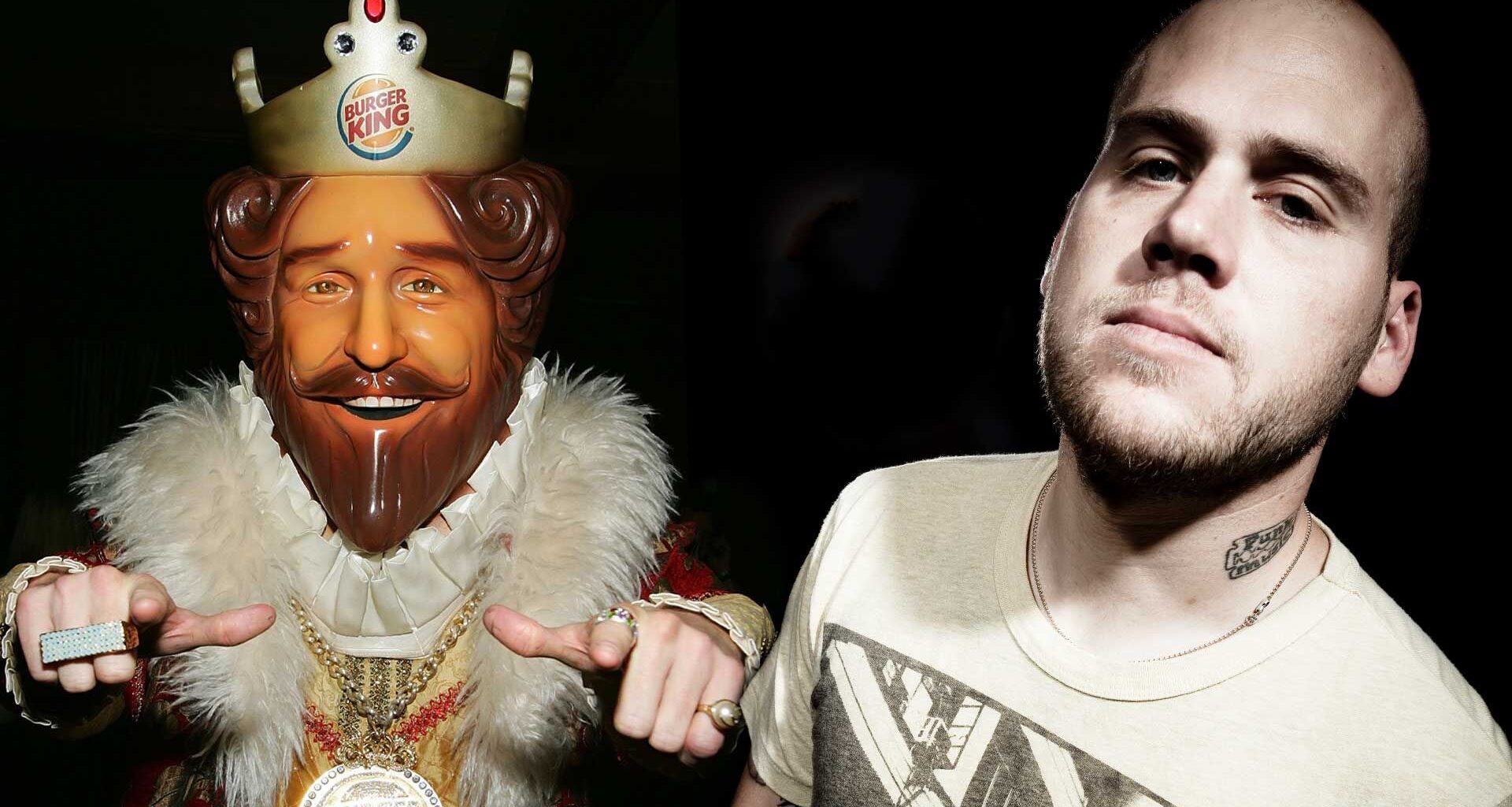 A collage of the Burger King mascot and The Bronx vocalist Matt Caughthran