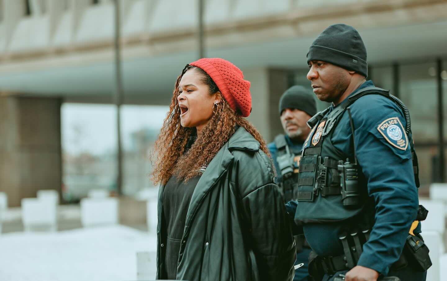 Raquel Willis, cofounder of the Gender Liberation Movement, is arrested along with two dozen other activists and parents outside of the Department of Health and Human Services headquarters on Tuesday.