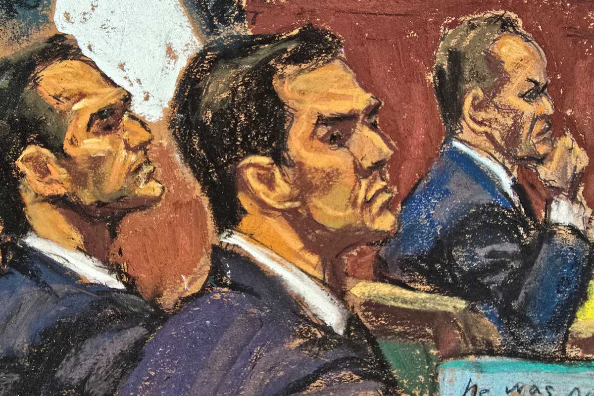 High profile real estate agent brothers Alon, Oren, and Tal Alexander during their federal sex trafficking trial in New York