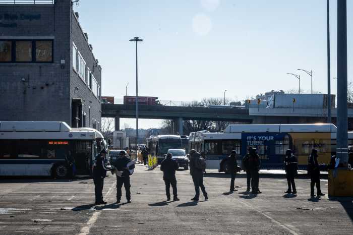 Employees at the West Farms bus depot.