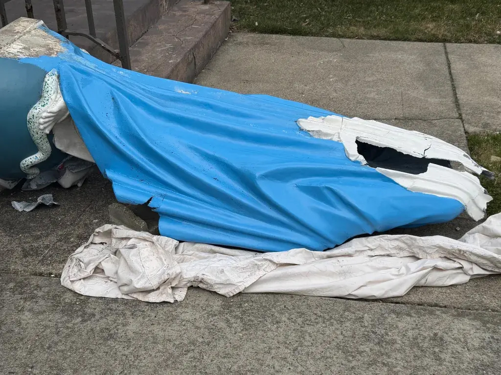 Statue at St. Gertrude church in Far Rockaway was knocked...