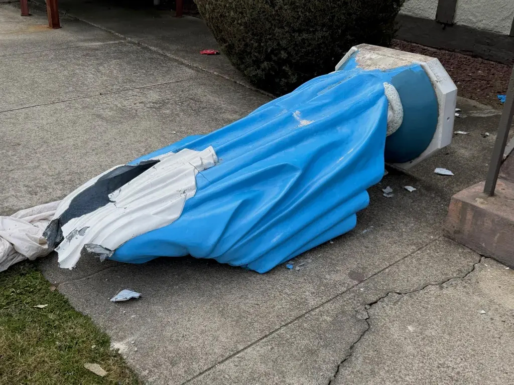 Vandal spray-paints 'pagan' on St. Francis statue outside Queens Catholic church