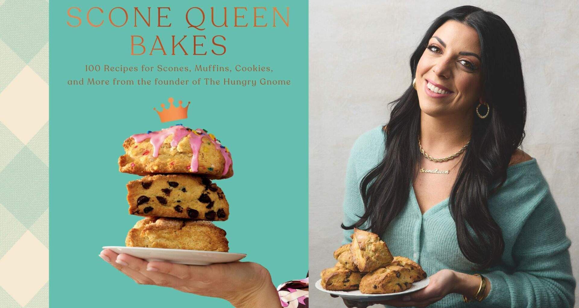 The cover of "The Scone Queen Bakes" and author Danielle Sepsy. (Courtesy of Knopf and Nico Schinco)