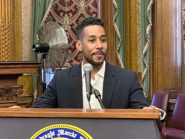 Borough President Antonio Reynoso holds a hearing about the Brooklyn Marine Terminal Project. Photo: Mary Frost/Brooklyn Eagle