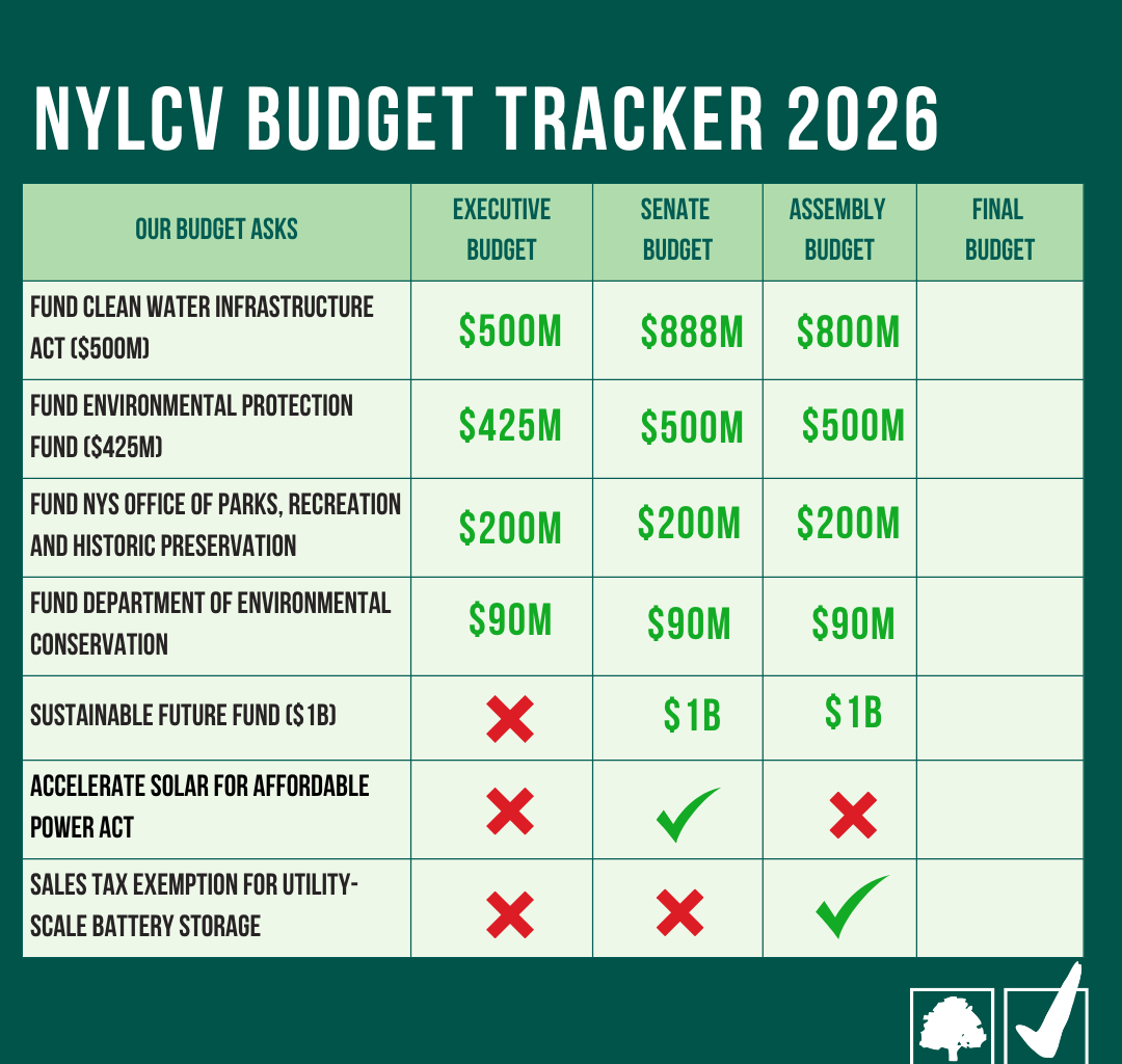 Tracking NYLCV's NY State Budget Priorities