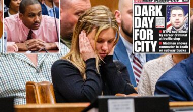NYPD hero Jonathan Diller's widow covers ears in court as husband’s last moments are described