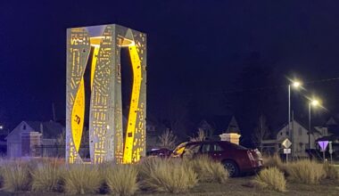Cherry/Manhattan St. roundabout sculpture struck by vehicle for a second time