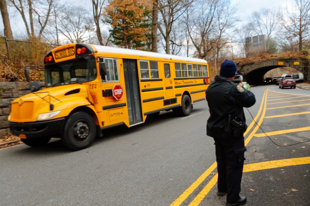 NYPD Officers conduct radar speed checks on the 96th Street.