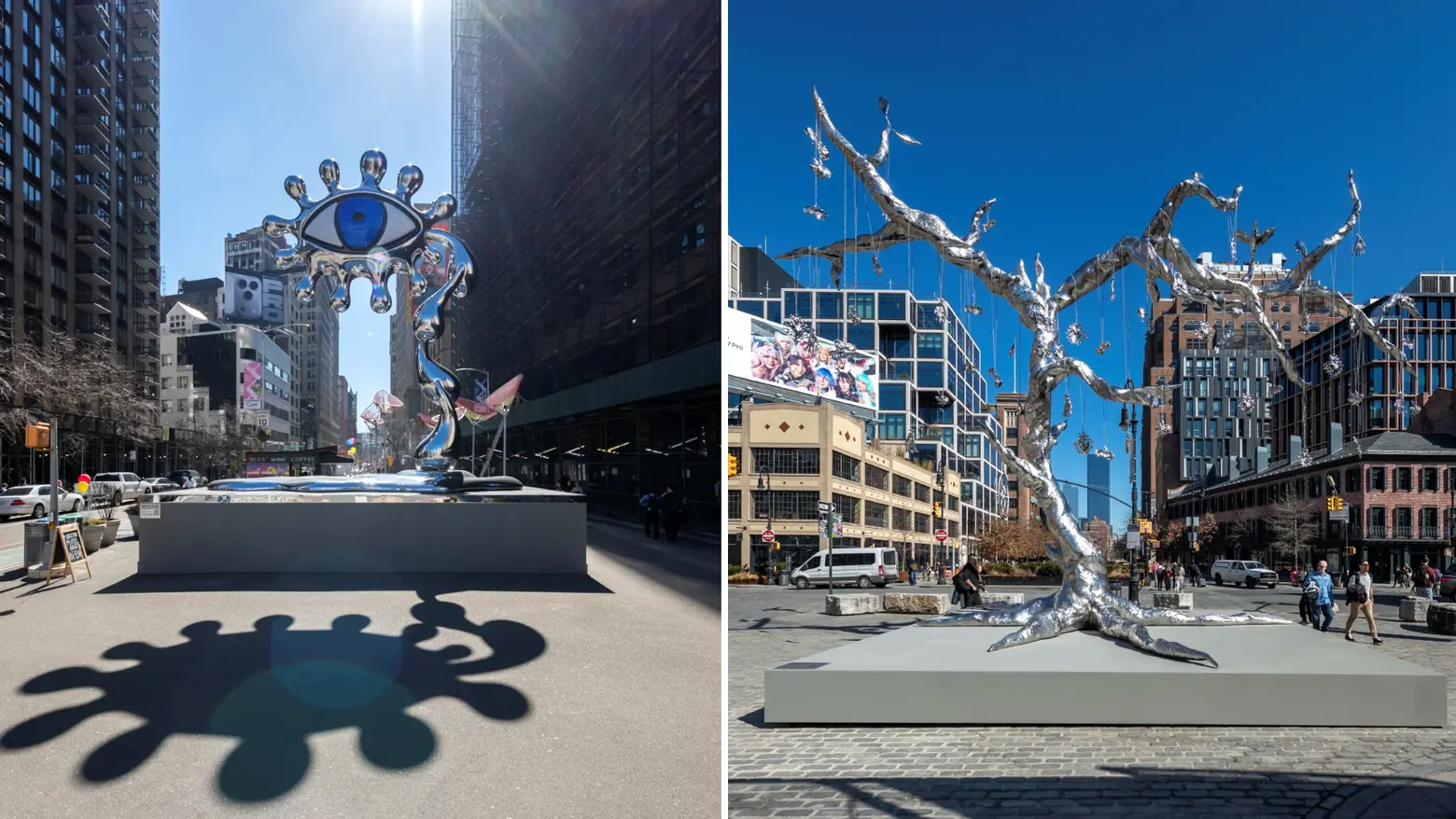 30-foot surrealist steel sculptures arrive in two Manhattan neighborhoods