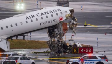 An Air Canada regional jet that collided with a Port Authority fire truck at LaGuardia Airport in Queens, March 23.