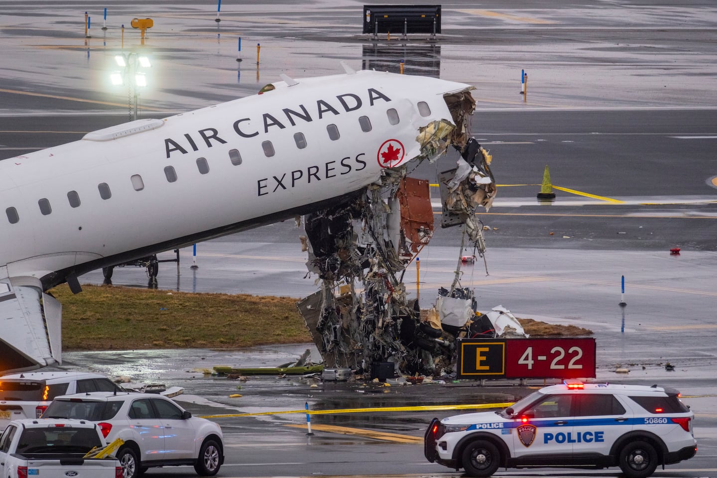 An Air Canada regional jet that collided with a Port Authority fire truck at LaGuardia Airport in Queens, March 23.
