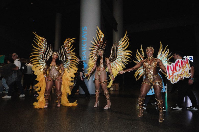 Caribbean culture features during the West Indian Carnival-themed night at Barclays Center in Brooklyn on Tuesday, March 10, 2026. Credit: Brooklyn Sports & Entertainment
