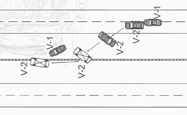 A diagram prepared by state police showing the crash that killed Monica Goods. State police accident reports say a trooper rammed the car carrying Monica from behind.