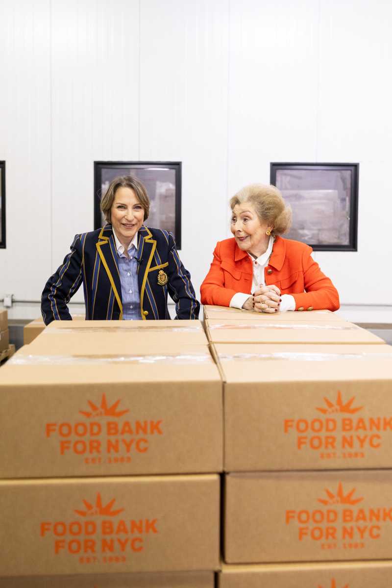 Leslie Gordan (left) with donations.
