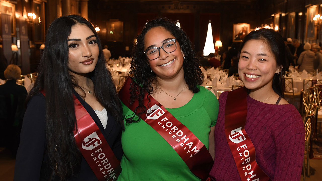 Fordham Students pose at the St. Patrick's Day Brunch at the Harvard Club