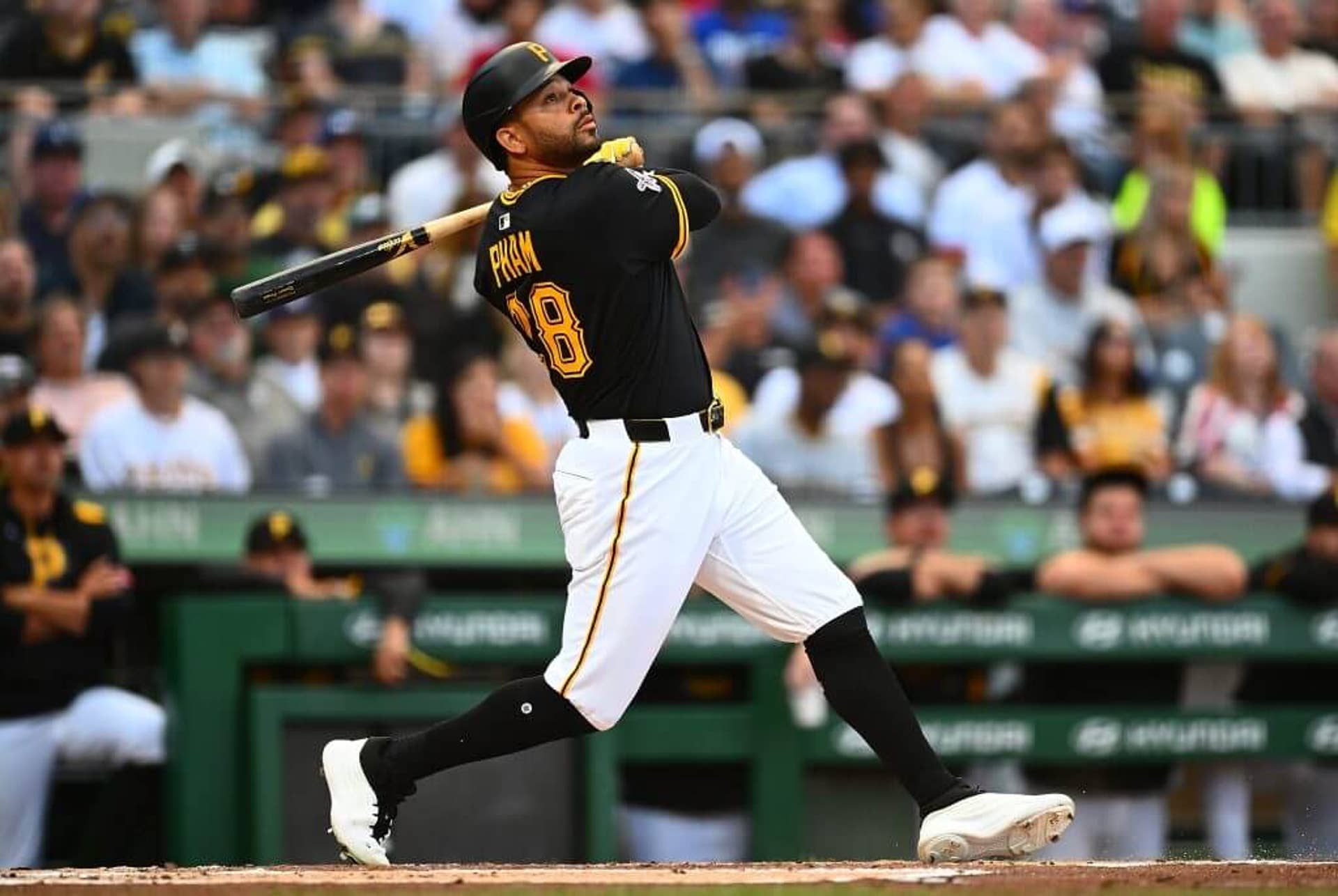 Tommy Pham hits a home run for the Pirates last year