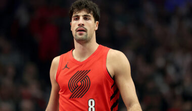 PORTLAND, OREGON - NOVEMBER 26: Deni Avdija #8 of the Portland Trail Blazers looks on during the first half against the San Antonio Spurs at Moda Center on November 26, 2025 in Portland, Oregon. NOTE TO USER: User expressly acknowledges and agrees that, by downloading and or using this photograph, User is consenting to the terms and conditions of the Getty Images License Agreement. (Photo by Steph Chambers/Getty Images)