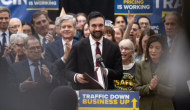 NYC Mayor Zohran Mamdani announces the continuation of congestion pricing on Jan. 5, the program’s first anniversary. Credit: Noam Galai/Getty Images