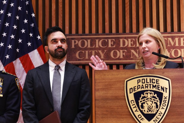 New York City Mayor Zohran Mamdani, left, and Police Commissioner Jessica Tisch attend a news conference at the headquarters of the NYPD on Jan. 6, 2026, in New York City. (Photo by Spencer Platt/Getty Images)