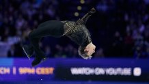 Ilia Malinin of United States competes in the Men's Free Skating during the ISU World Figure Skating Championships at O2 Arena on March 28, 2026 in Prague, Czech Republic.