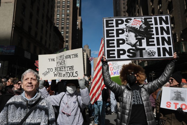 NEW YORK CITY - MARCH 28: Thousands of people participate in a 'No Kings' protest in Manhattan on March 28, 2026 in New York City. This is the third nationwide "No Kings" protest held against the Trump administration. (Photo by Spencer Platt/Getty Images)