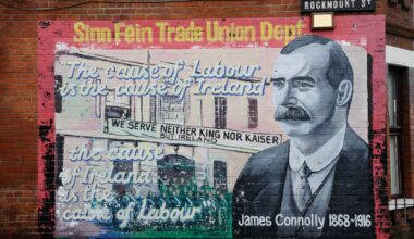 A mural depicting James Connolly in Belfast.