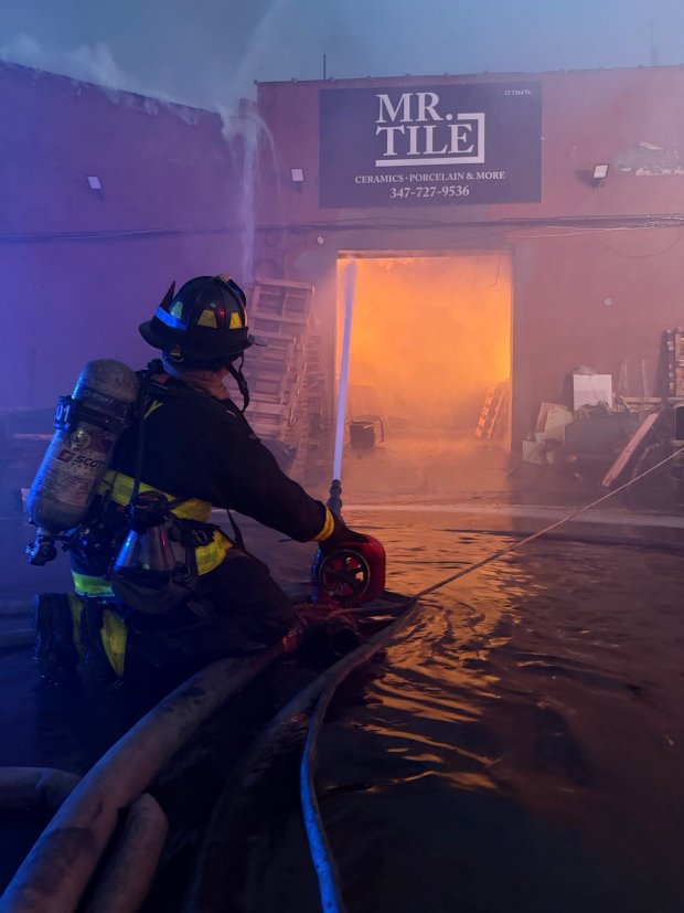 The fire broke out inside Universal Food Distributors on 53rd St. near 1st Ave. in Sunset Park at about 12:15 a.m., officials said. (FDNY / X)