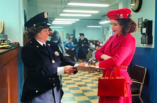 Wendy Davis performed under the stage name Wenne Alton Davis, appearing in small parts, including as a cop (left) in "Marvelous Mrs. Maisel." (Amazon Prime)