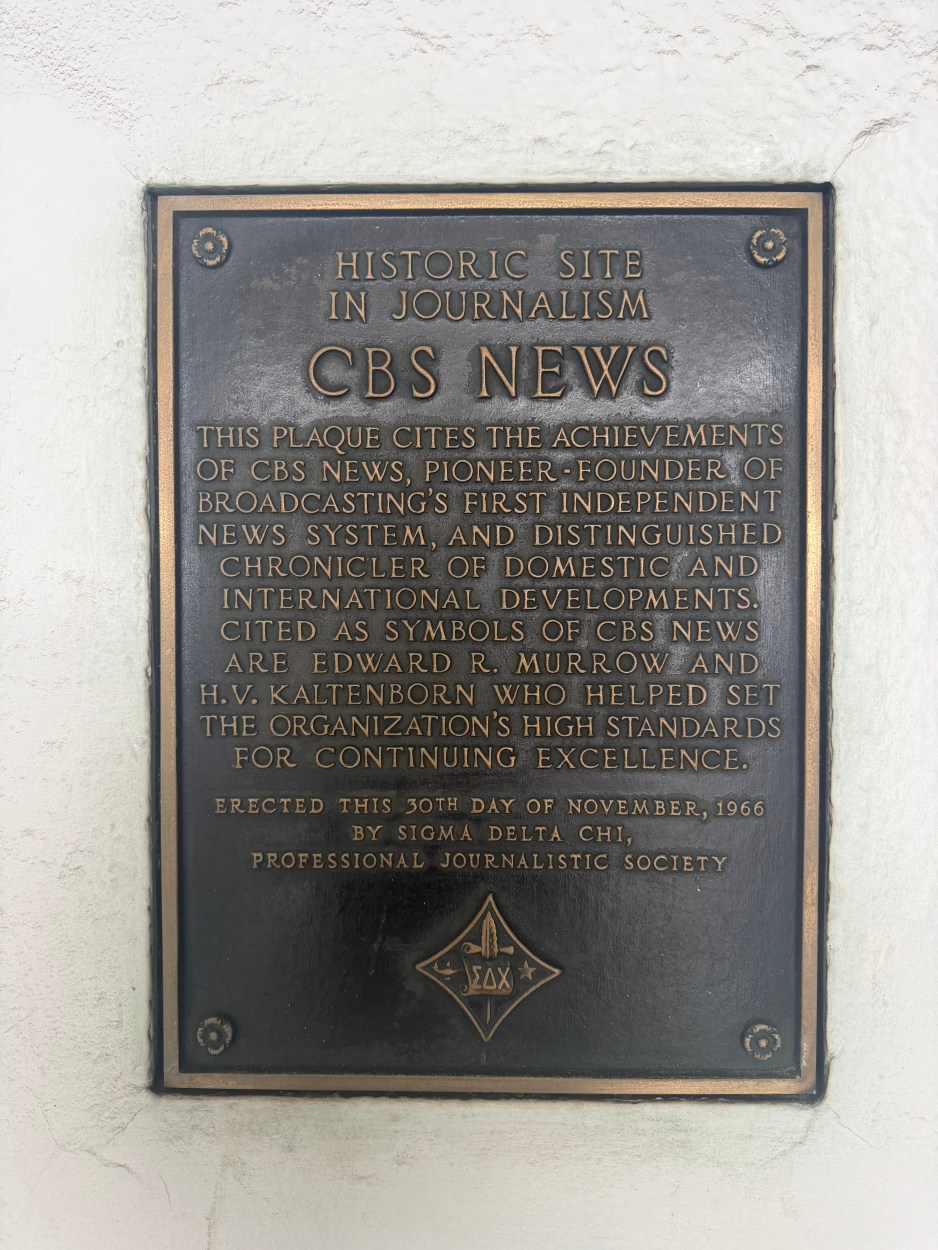 Ed Murrow Plaque CBS News W57th St