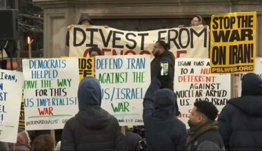 Protesters argue escalation risks widening the conflict. (Spectrum News NY1)