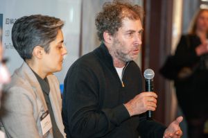 Jed Walentas (right) speaks at the Future of New York event.