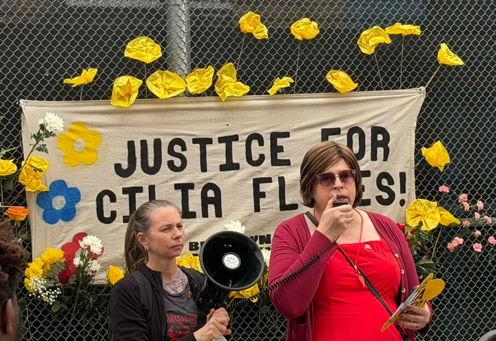A protest in Brooklyn, New York, calling for the release of Cilia Flores and her husband, Venezuelan President Nicolás Maduro. Photo: Bárbara Larissa.