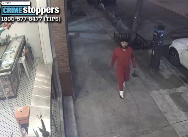 Police released this surveillance photo of a man suspected of committing a hate crime at a Brooklyn Heights mosque. Photo: NYPD