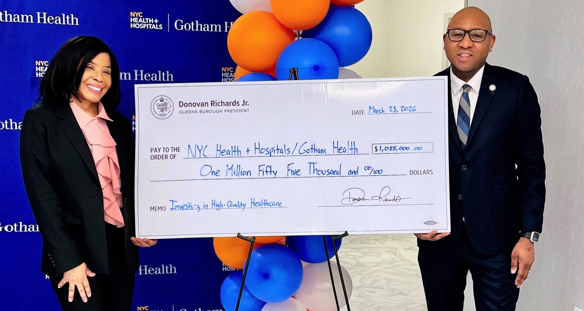 NYC Health + Hospitals/Gotham Health Receives Over $1 Million from Queens Borough President Donovan Richards Jr. to Enhance Patient Care Across Queens