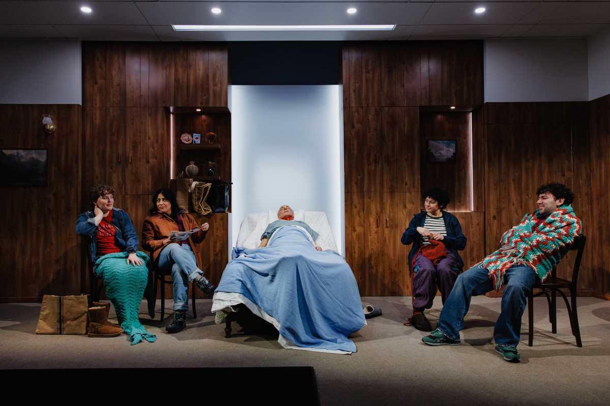 Nina White, Nadine Malouf, Peter Friedman, Alia Shawkat, and Misha Brooks in the 2026 production of "You Got Older."