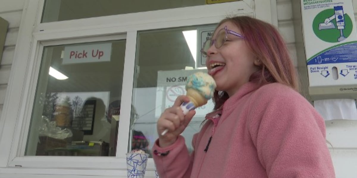 Ice cream stand opens on first day of spring